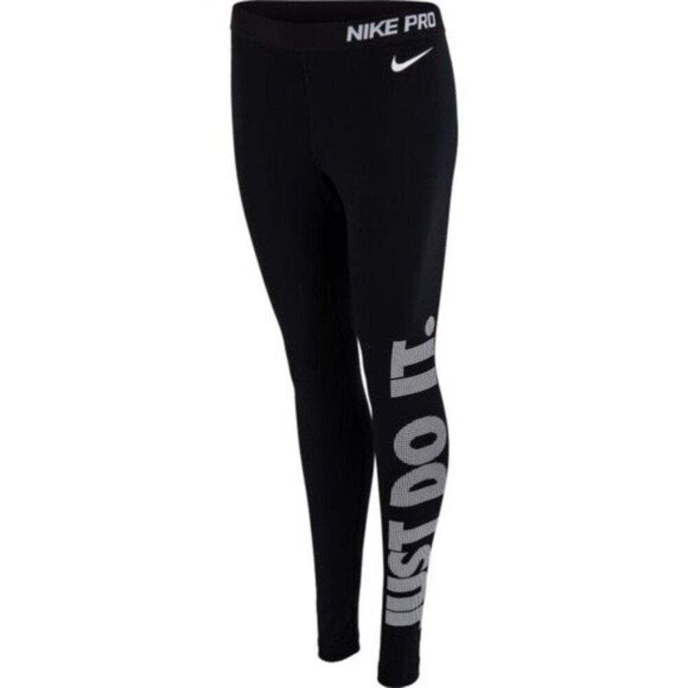 Nike Pro Warm Fleece Just Do it Logo Leggings Running Dri fit Black Second layer